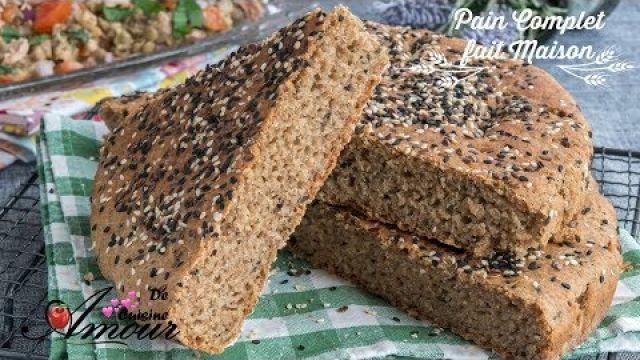pain complet fait maison, khobz dar à la farine complète sans pétrissage