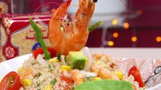 Salade de Couscous aux crevettes (Taboulé) - Couscous salad with shrimps and vegetables